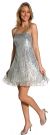 Sequin Glittered Prom Dress in Silver color
